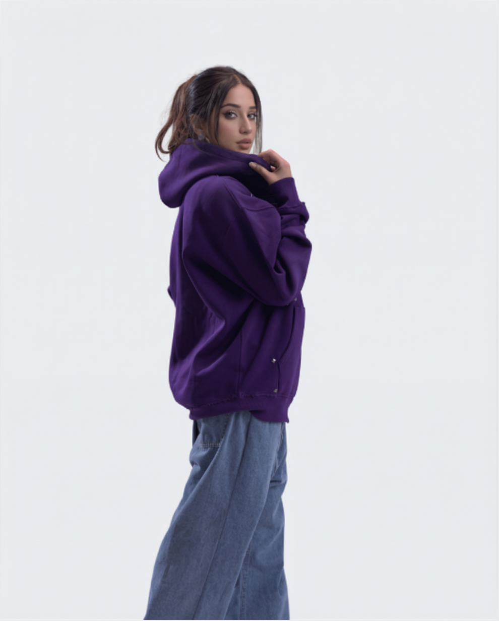 Purple Grunge Zipper Hoodie