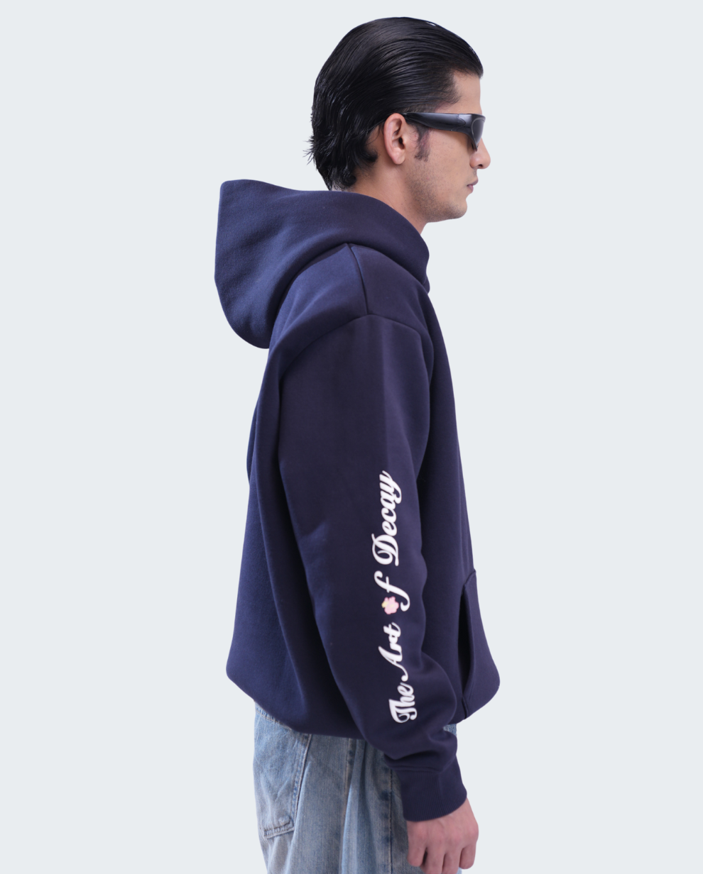 Navy Floral Crest Hoodie